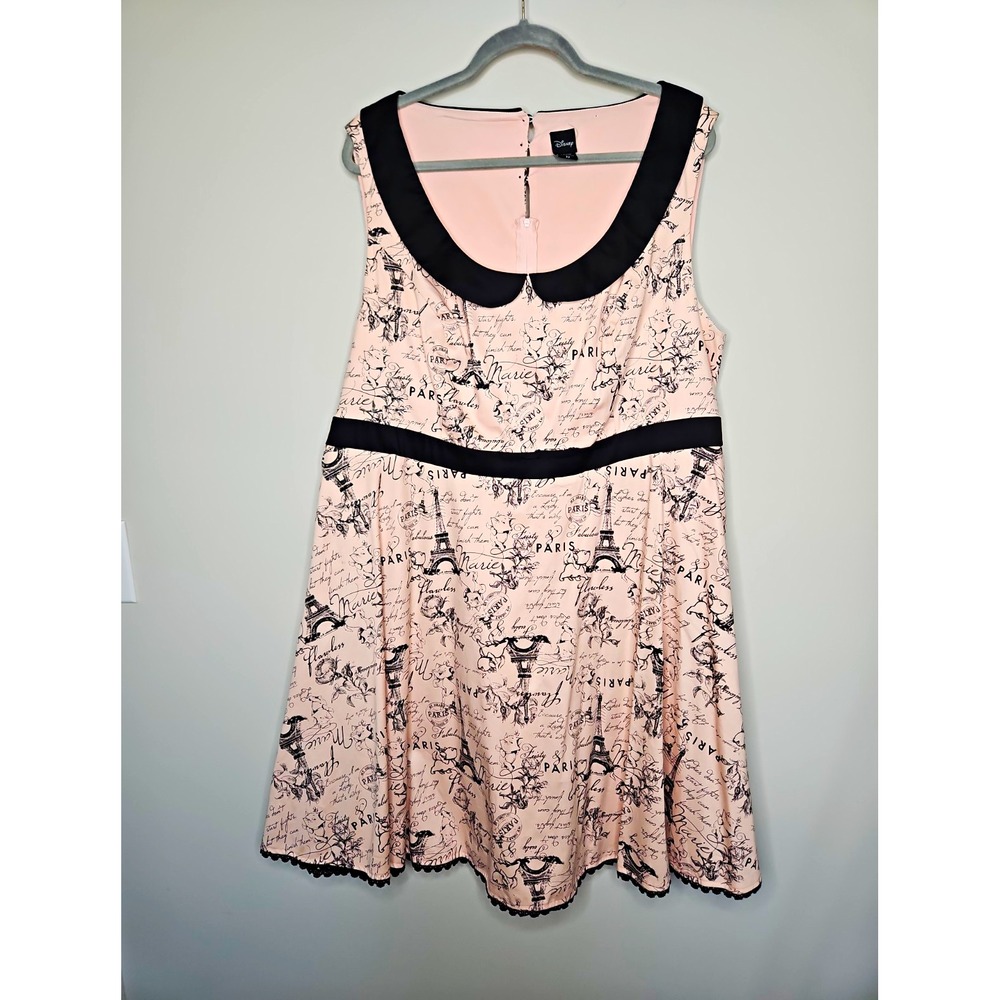 Disney Dress Marie Aristocats 22 pink Black Princess Pinup Ric Rac Cotton Paris